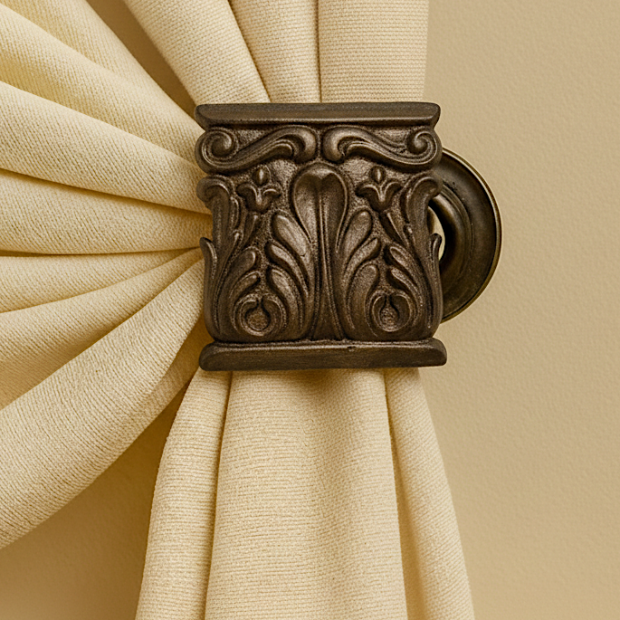 Imperial Acanthus Drapery Medallion Curtain Holdback Window Treatment Hardware