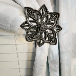 window treatment hardware, medallion, tieback,holdback, hanger, rosette