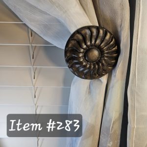 contemporary drapery medallion, holdback, tieback, rosette, window treatment hardware - Item #283