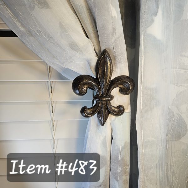 Fleur-di-list French Inspired drapery medallion, holdback, tieback, roestte, window treatment hardware - Item #483