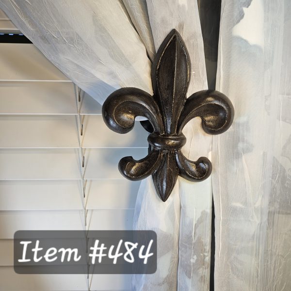 Fleur-di-list French Inspired drapery medallion, holdback, tieback, roestte, window treatment hardware - Item #484