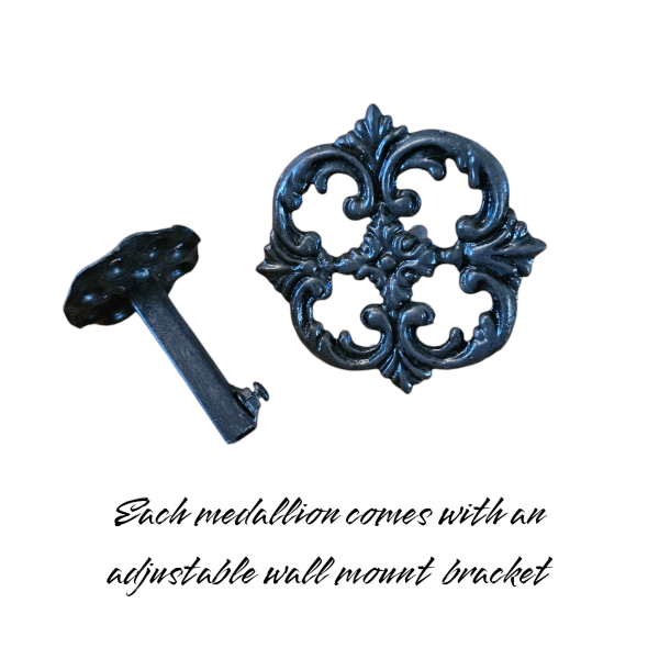 4-3/4" drapery medallion, holdback, tieback, rosette or window treatment hardware. Item #052. Available in 6" as well as Item #053