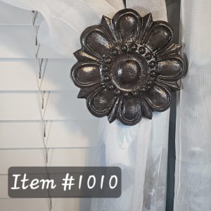 daisy drapery medallion, holdback, rosette, knob, hanger, window treatment hardware - Item #1010