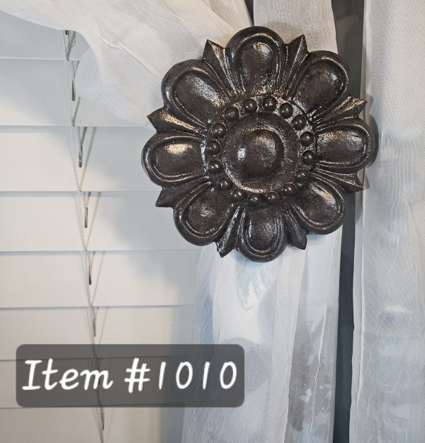 daisy drapery medallion, holdback, rosette, knob, hanger, window treatment hardware - Item #1010