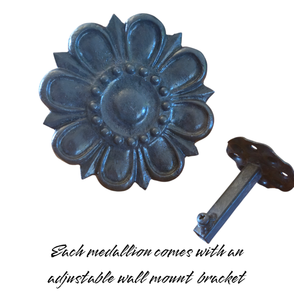 daisy drapery medallion, holdback, rosette, knob, hanger, window treatment hardware - Item #1010