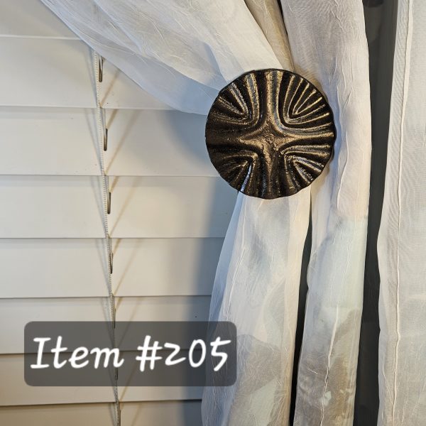 Contemporary drapery medallion, holdback, tieback, rosette, window treatment hardware Item #205